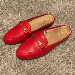Red Vionic mules
